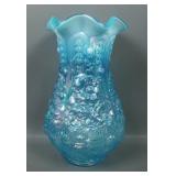 Fenton DBS Ice Blue Opal Poppy Show Vase