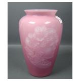 Fenton Connoisseur Rose Quartz Sand Carved Vase