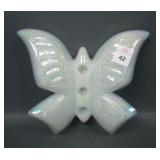 Fenton White Opaque Butterfly Candle Holdler