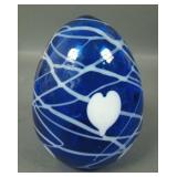 Fenton Blue and White Hanging Hearts Egg