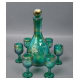 Encore Green Wine and Roses 7 Pc Decanter Set