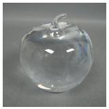 Signed Tiffany & Company Crystal Apple Paperweight