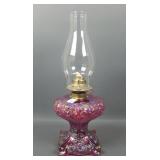 Fenton/ Preznick Red Poppy Carnival Glass Oil Lamp