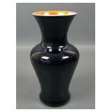 Imperial Black lead Luster Vase W/ Orange Throat
