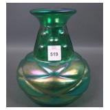 Czech/ Loetz Style Green Art Glass Vase