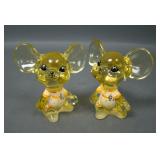 Two Fenton Buttercup Decorated Mice Figurines