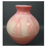 Fenton/Kelsey "Sunset Sails" Burmese Cameo Vase