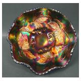 Dugan Elec. Purple Cherries Low Ruffled Plate