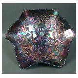 Fenton Elec. Blue Peacock @ Urn Ruffled Bowl