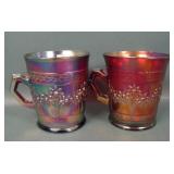Two Fenton Red Orange Tree Standard Size Mugs