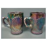 Two Dugan Beaded Shell Mugs
