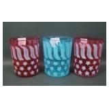 Three Fenton Opalescent Stars & Stripes Tumblers