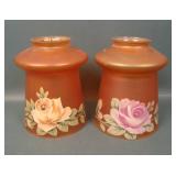 2 Czech Glass Marigold Rose Decorated Lamp Shades