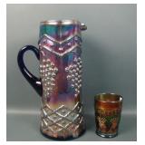 Fenton Blue Lattice & Grape Tankard & Tumbler