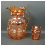 Fenton Marigold Dottied Daisie Pitcher & Tumbler