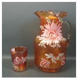 Fenton MG Chrysanthemum Zig Zag Pitcher & Tumbler