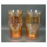 Two Fenton Grecian Gold Engraved Grape Tumblers