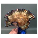 Fenton Blue Persian Medallion Lg Ruffled Compote