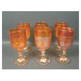 Six Fenton Marigold Wine & Roses Wine Goblets