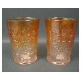 Two Fenton Marigold Strawberry Scroll Tumblers