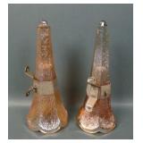 Two Marigold Crackle Car Vases & Brackets