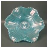 Westmoreland Blue Opaque Smooth Rays Ruffled Bowl