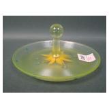 Fenton Topaz # 66 Decorated Lemon Tray