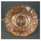 Crown Crystal Marigold Thunderbird Lg Ruffled Bowl