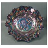 Crown Crystal Purple Kingfisher Lg Ruffled Bowl