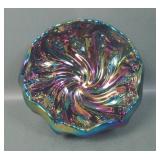 Fenton Electric Blue Acanthus Cupped Rosebowl