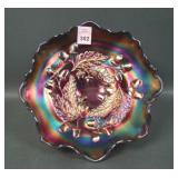 Fenton Red Acorn Ruffled Bowl