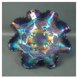 Dugan Electric Purple Cherries 8 Ruffled Bowl