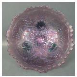 Rare Fenton Wisteria Round Ftd Lotus & Grape Bowl