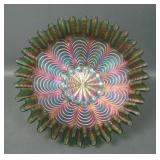 Fenton Green Peacock Tail CRE Bowl