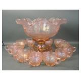 Fenton Velva Rose Paneled Grape 14 Pc Punch Set