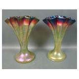 Two Rindskopf Pepita Folded Fan Art Glas Vases