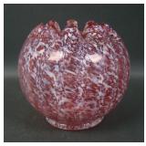 Dugan Art Glass Cranberry Spatter Rosebowl