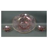 Fostoria Lavender Brocade Acorns Console Set