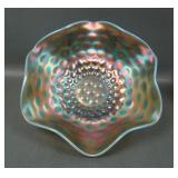 Westmoreland Blue Opal Pearly Dots Ruffled Bowl