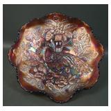 Fenton Amethyst Peacock @ Urn Ruffled Bowl