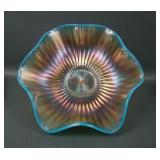 Westmoreland Blue Opal Smooth Rays Ruffled Bowl