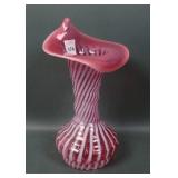 Fenton Cranberry Opal JIP Spiral Swirl Vase