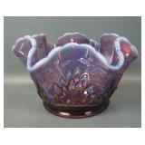 Fenton Amethyst Opal Waterlily & Catails Jardinere