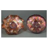 Two Fenton Amethyst Vintage Grape Bowls