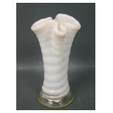 Model Flint Vaseline Opal Ribbed Spiral Mini Vase