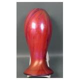 Bohemian/ Rindkopf ? Red Case Swirl Art Glass Vase