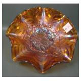 Imperial Amber Pansy Ruffled Bowl