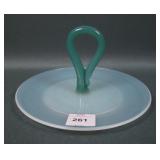 Fry Foval Jade Green Handled Lemon Server