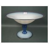 Fry Foval Delft BLue Compote with Silver Trim
