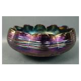 Loetz/ Krilik Purple Threaded Art Glass Bowl